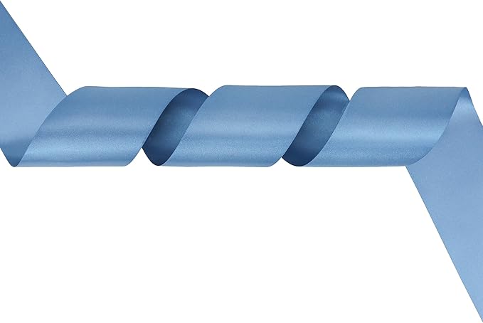 MEEDEE Smoke Blue Satin Ribbon Lux Double Faced Satin Ribbon 3 Inch Dusty Blue Ribbons by 10 Yards Smoke Blue Ribbons for Crafts, Christmas Tree, Flower Bouquet, Weddings, Bow Making