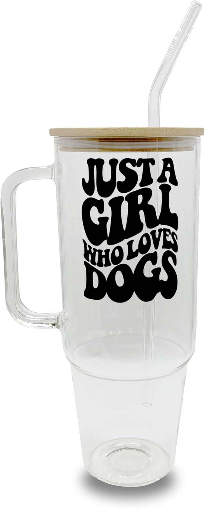 Sip Sip Hooray 40oz Retro Dog Mom Glass Coffee Cup With Lid and Straw, Custom Glass Dog Mom, Girl Who Loves Her Dog, Dog Mama, Dog Person