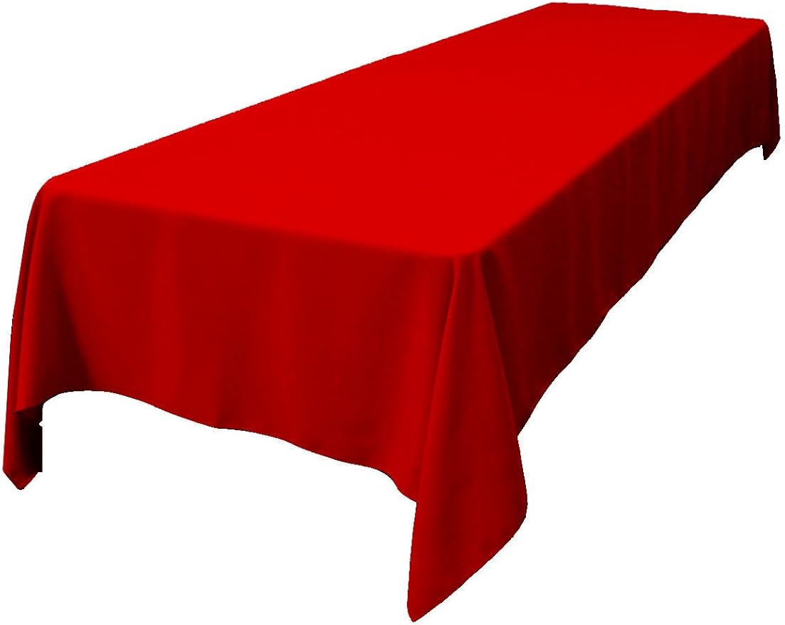 LA Linen Polyester Poplin Washable Rectangular Tablecloth, Stain and Wrinkle Resistant Table Cover 60x144, Fabric Table Cloth For Dinning, Kitchen, Party, Holiday 60 by 144-Inch, Red