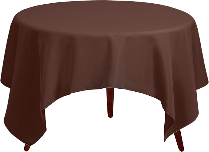 Gee Di Moda Square Tablecloth - 85 x 85 Inch Chocolate Table Cloth for Large Square or Round Tables - Heavy Duty Washable Fabric - for Buffet Table, Holiday Party, Dinner, Wedding & Baby Shower