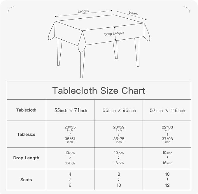 BALCONY & FALCON Gingham Table Cloth Rectangle – Machine Washable Wrinkle-Free Buffalo Checkered Tablecloth for 6ft 8ft Tables, Outdoor Picnic, Party, Kitchen Dining Decor (Black White, 57x118 Inch)