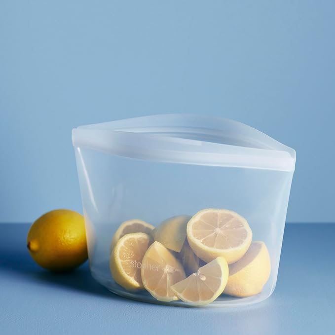 Stasher Silicone Reusable Storage Bag, 6-Cup Bowl, Reusable Freezer Bag, Microwave, Dishwasher, Oven Safe, Sous Vide, Premium Lunch Container, Eco Friendly, Food Storage Bag, Snack Bag, 48 oz, Clear