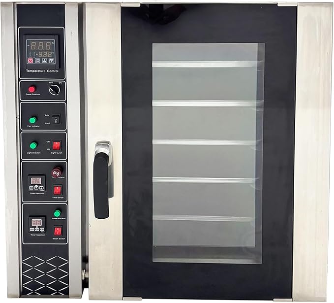 5-Layer Electric Convection Bread Baking Oven Stainless Steel Hot Air Circulation 53Gal Capacity with Steam for Roasting Bread Pizza Nut 220V/3PH