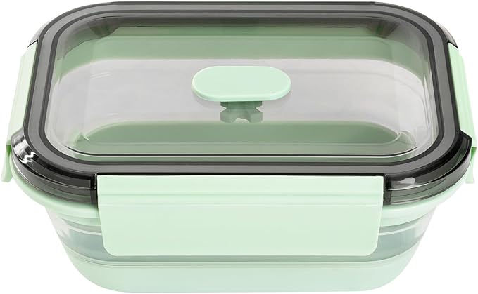 Restaurantware-Fresh Hero 27.2 Ounce Storage Containers, 25 Durable Airtight Food Containers - Microwavable, Freezable, Green Plastic Collapsible Container, Dishwashable, With Vented Lids
