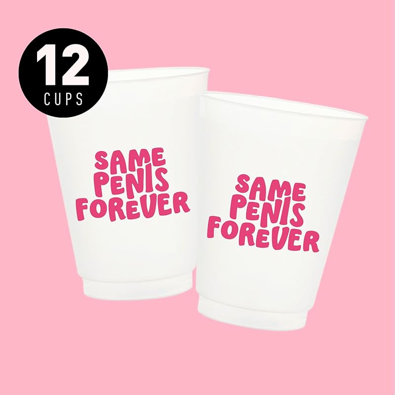 24 Pcs Same Penis Forever Bachelorette Party Cups & Plates by Stag & Hen | Custom Personalized Drinkware Tableware for Cute Classy Theme Bridal Shower, Engagement Party | Gifts, Favors, Decor