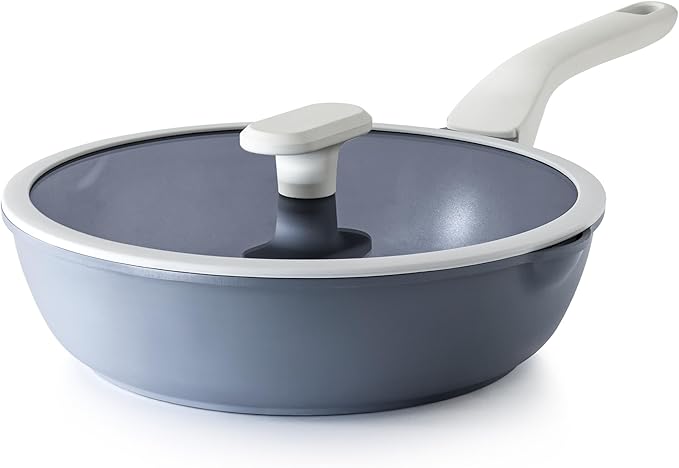 PRICUSIS Nonstick Ceramic Sauté Pan with Lid (3.2 qt, 10 inch), Toxin-Free Deep Frying Pan, Versatile Non Stick Frying Pan, Skillet, PTFE, PFOA & PFAS Free, Compatible with All Stovetops.