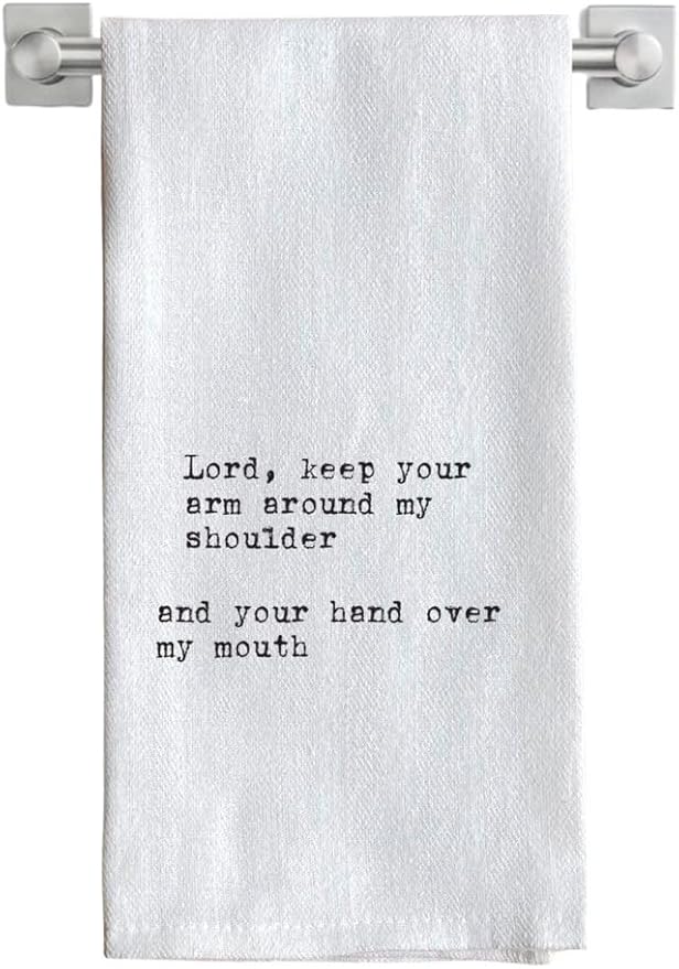 Funny Kitchen Towel for Drying Dishes and Hands - 20"x25" Soft Tea Towel (Hand Over My Mouth)