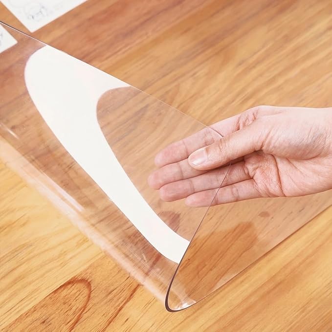 36"X54"Crystal PVC Table Cover Protector, Waterproof PVC Tablecloth, 1.5MM Thickened Rectangle Mat for Dinning, Desk, Coffee Table, Workbench, Dresser, TV-Stand, Counter