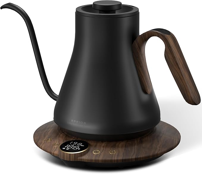 Cocinare FLOW B9 Gooseneck Electric Kettle, Precise Temperature Control for Pour-Over Coffee & Tea Brewing, Stainless Steel Interior, Rapid Heating for Boiling Water 0.9L (Obsidian Black)