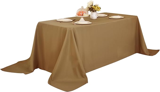 2-Pack 90x156 inch Coffee Table Cloths, Solid Stain and Wrinkle Resistant Oblong Tablecloth, Premium Plain Weave Polyester Fabric Rectangle Table Linen Covers for Hotel, Banquet