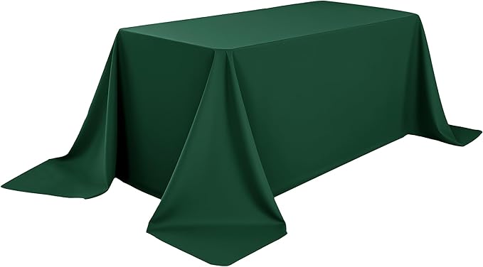 6-Pack 90x132 inch Blackish Green Table Cloths, Solid Stain and Wrinkle Resistant Oblong Tablecloth, Premium Plain Weave Polyester Fabric Rectangle Table Linen Covers for Hotel, Wedding