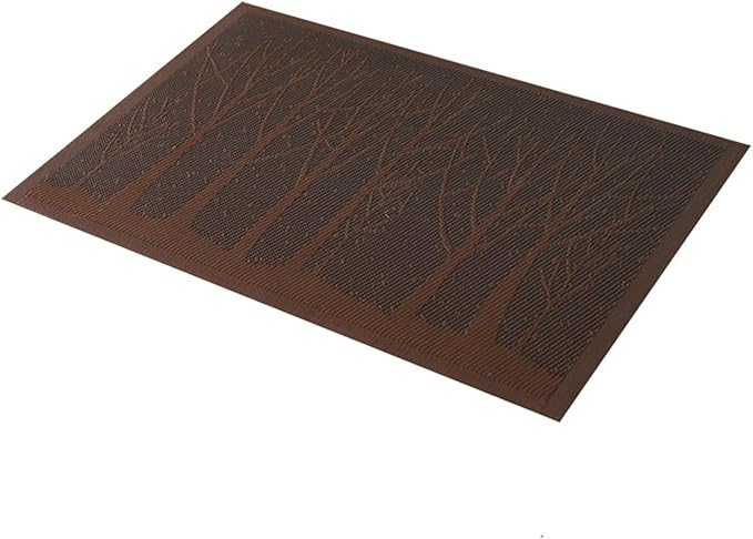 Washable Plastic PVC Placemats Wipe Clean for Kitchen Table Heat-resistand Woven Kids Place Mats for Dining Mats(Tree Coffee,30X45CM_6PCS)