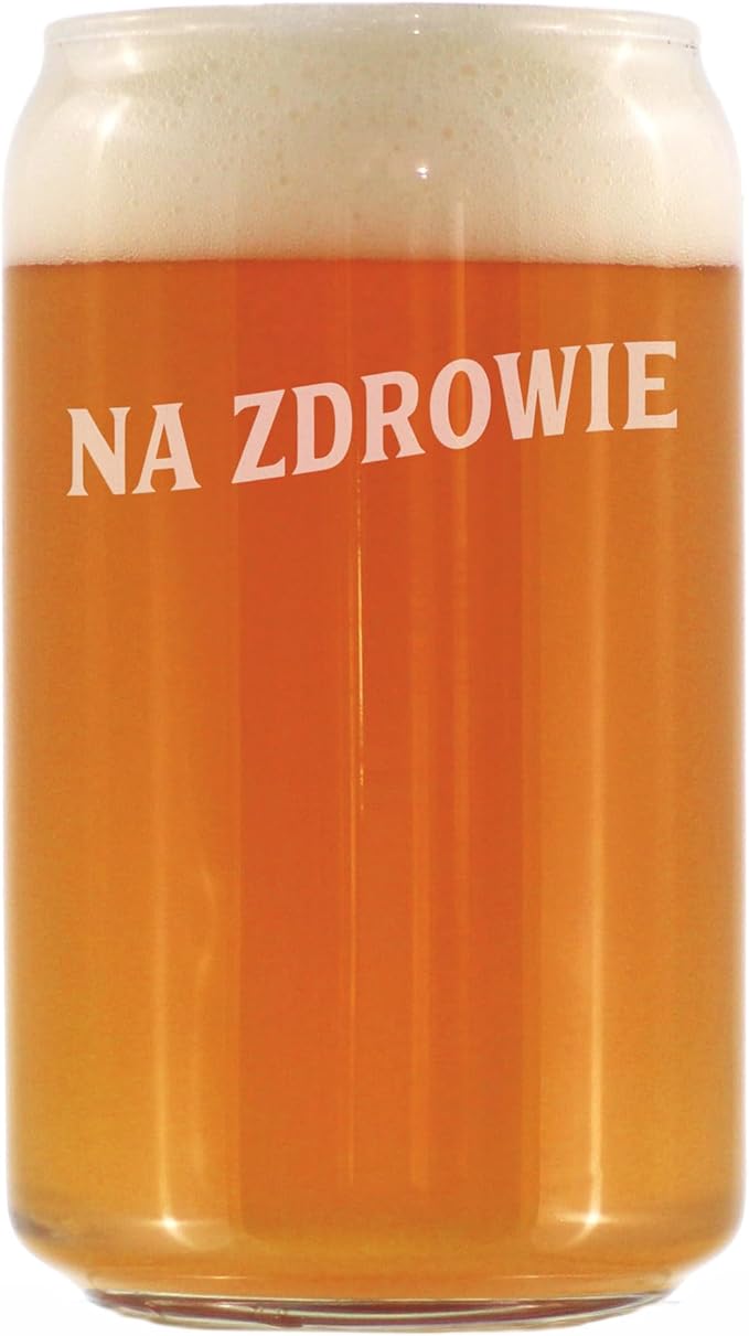 Bevvee Na Zdrowie - Polish Cheers - Beer Can Pint Glass - Cute Poland Themed Gifts or Party Decor for Women and Men - 16 Oz