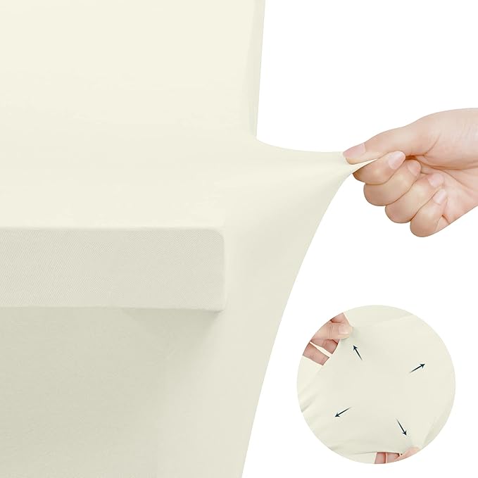 Utopia Kitchen Spandex Tablecloth 2 Pack [6FT, Ivory] Tight, Fitted, Washable and Wrinkle Resistant Stretch Table Cloth Rectangle Cover for Trade Show, Weddings & Parties [72Lx30Wx30H Inch]
