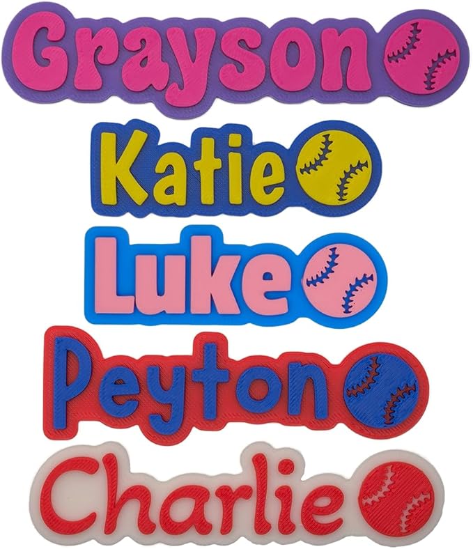Custom Magnets for Fridge and Locker – 3D Printed Two-Color Name Design with Baseball Icon – Personalized Magnets with Strong Grip & Made of Durable PLA