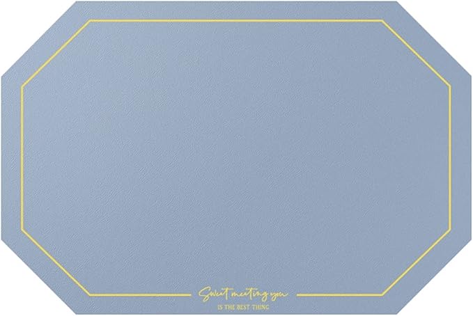 Elegant Octagon PU Table Placemats Pack of 1/4/6/10 Kitchen Dining Table Mat Non-Slip Countertop Protector Pads Taupe(Octagon Water Blue,45x30cm 1pcs)