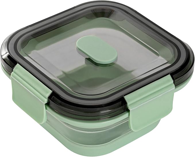 Restaurantware-Fresh Hero 17 Ounce Storage Containers, 20 Durable Airtight Food Containers - Microwavable, Freezable, Green Plastic Collapsible Container, Dishwashable, With Vented Lids