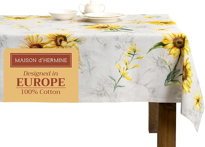 Maison d' Hermine Table Cloth Rectangle Table 100% Cotton 60 x 90 Inches Tablecloth Reusable Decorative for Dining Room Farmhouse Home Valentines Day Decorations Spring Summer - Candice