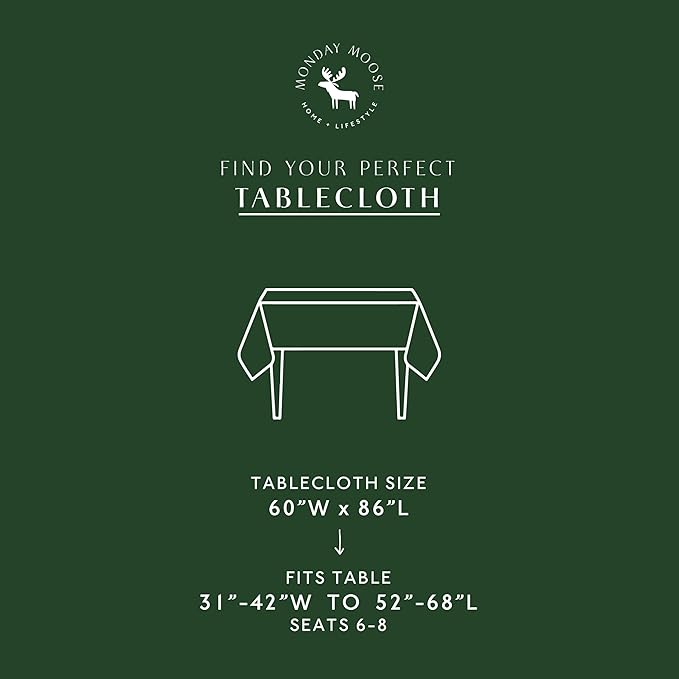 MONDAY MOOSE Ruffle Farmhouse Rustic Rectangle Natural Stonewashed Cotton Tablecloth for Kitchen, Dining Room, Restaurant (60x86 inch, Teal Green)
