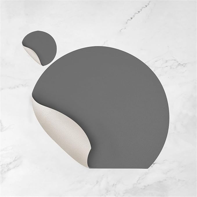 1/4/6Pcs Leather Placemat with Coaster Dual-Sided Unique Oval Table Mat Upgraded PU Table Mats and Color Kitchen Access(C Grey Cream,6pcs Sets)