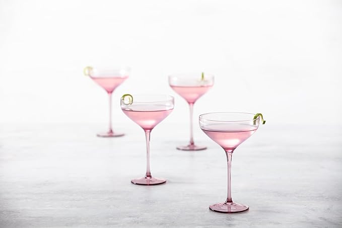 Fortessa Gala Glass, 10.5 Ounce Coupe Cocktail (Set of 4), Pink
