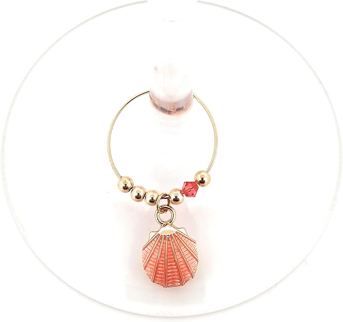 Beach Wine Charms, Beach Gifts, Nautical, Memorial Day, Independence Day Glass Tag Identifiers, Seashell, Starfish, Sea Turtle, and Fish, Party Favors and Party Supplies - 8 piece set By Pixie Wine Charms