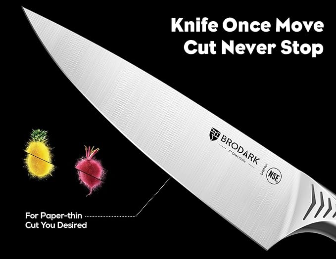 BRODARK Kitchen Knife Set with Block - 15-Piece Knife Block Set with Built-in Sharpener - High Carbon Stainless Steel Kitchen Knives Set for Kitchen - Shark Series