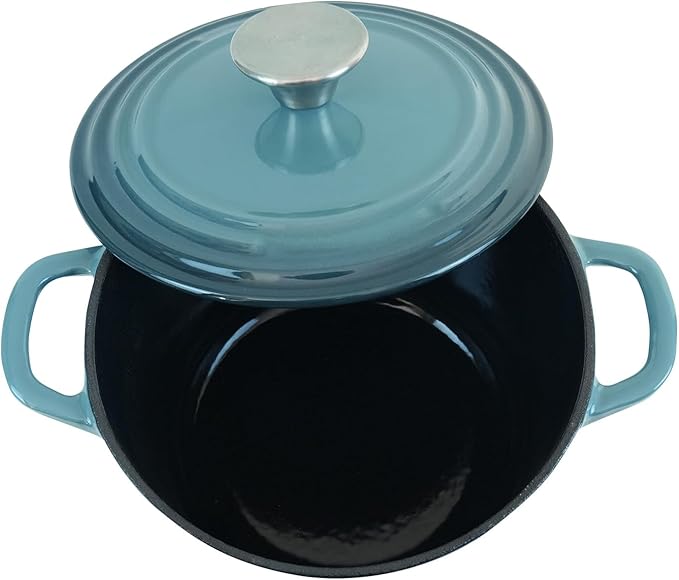 Dutch Oven Pot with Lid 2.8 qt Cast Iron Dutch Oven for Bread Baking Slateblue Enameled Cast Iron Rice Pot with Handels