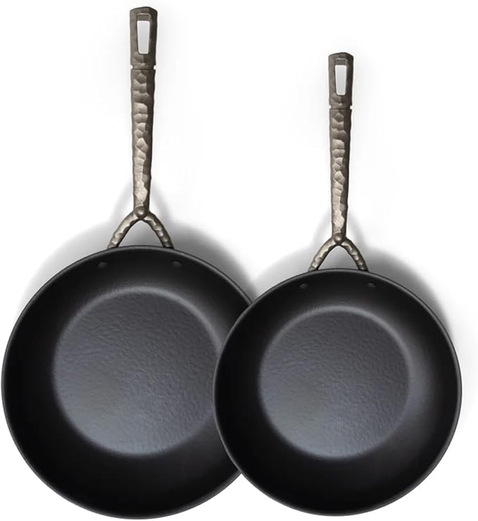Alva Artist 2-Piece Carbon Steel Frying Pan Set (9.5” & 11”) – Naturally Nonstick Without PTFE/PFOA/PFAS, Built for Lifetime Durability, Masterful Heat Control, Oven & Induction Safe – Pro Performance