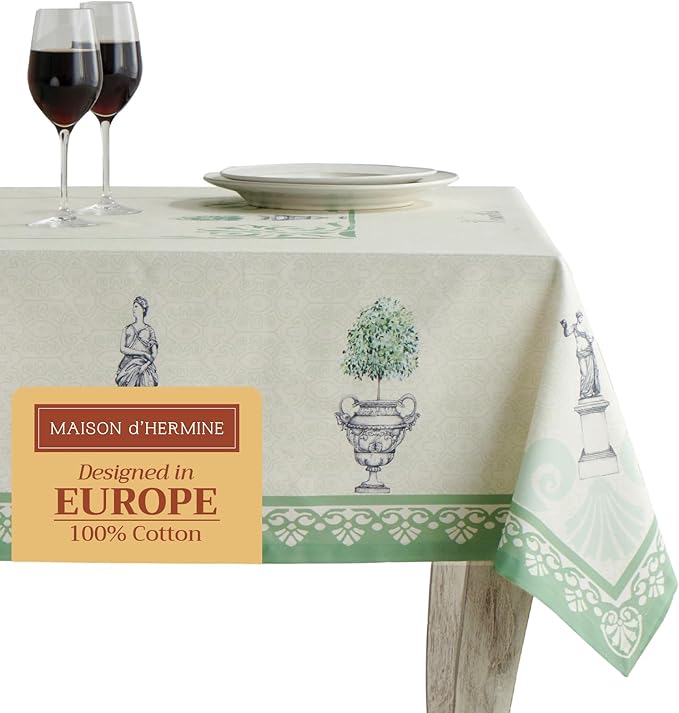 Maison d' Hermine Table Cloth Rectangle Table 100% Cotton 60 x 108 Inches Tablecloth Reusable Decorative for Dining Room Farmhouse Home Valentines Day Decorations Spring Summer - Jardin Du Roy