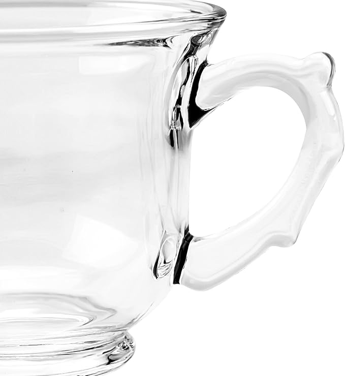 Glass Tea Cups and Saucers Set of 6 - Glass Coffee Mugs -Teacups for Espresso Cappuccino Latte Tea - Dishwasher Microwave Safe (8 OZ /240 ML)