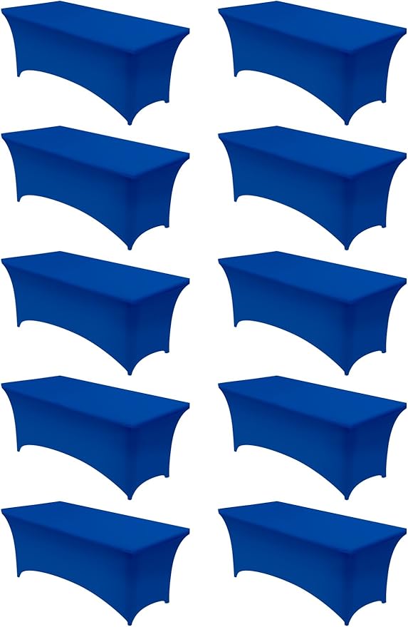Utopia Kitchen Spandex Tablecloth 10 Pack [6FT, Royal Blue] Tight, Fitted, Washable and Wrinkle Resistant Stretch Table Cloth Rectangle Cover for Trade Show, Weddings & Parties [72Lx30Wx30H Inch]