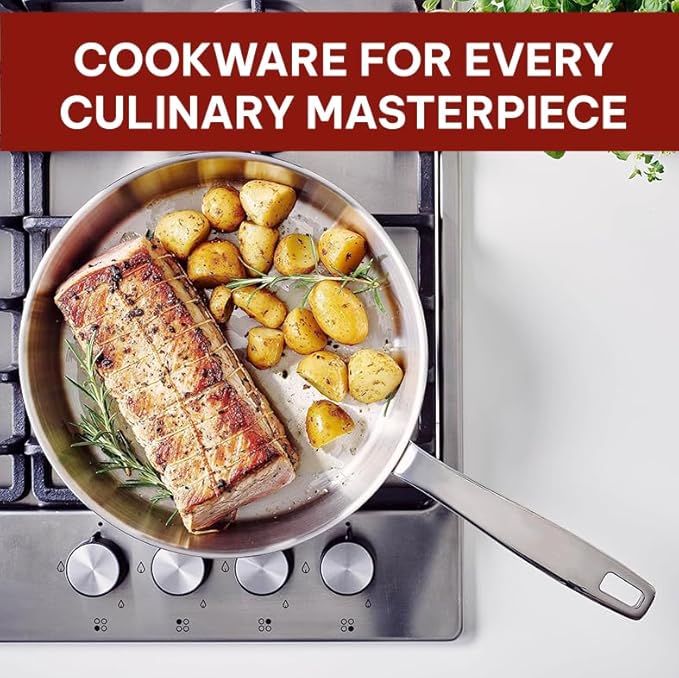 Beka Maestro Frying Pan Skillet - Stainless Steel Pan for Stainless Steel Cookware Set 5-Ply Construction, Oven Safe, Nonstick Frying Pan, Lead & Cadmium Free, Non Toxic Cookware - 9.5 Inch