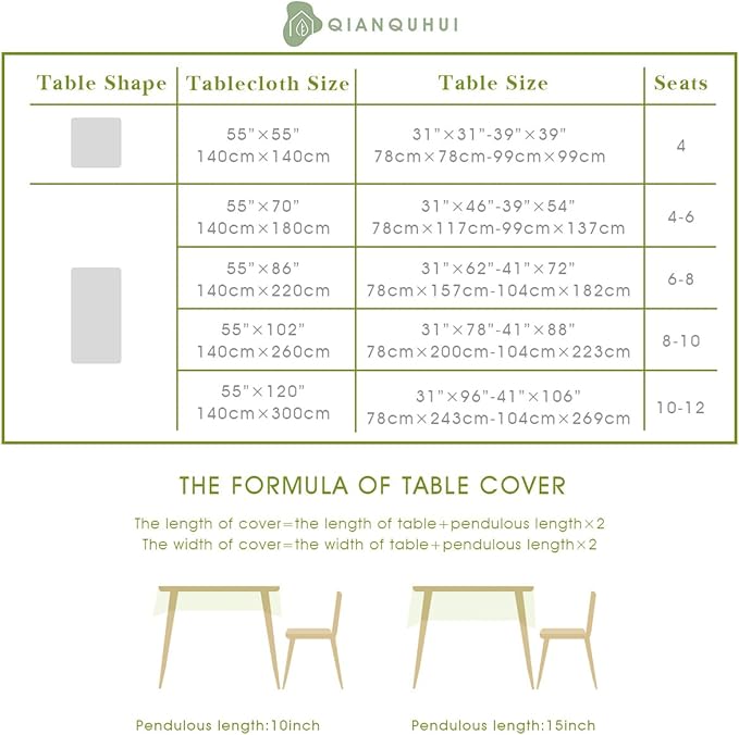QIANQUHUI Embroidered Tablecloth for Dining, Rustic Farmhouse Kitchen Table Cloth Blue, Dust Proof Spillproof Soil Resistant Cotton Linen Rectangle TableCloths（Sky Blue,55x55 inches）