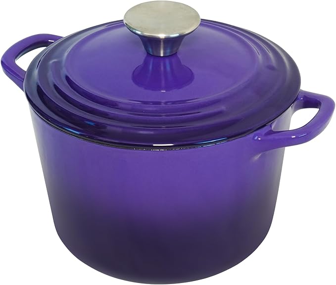 Dutch Oven Pot with Lid 2.8 qt Cast Iron Dutch Oven for Bread Baking Purple Enameled Cast Iron Rice Pot with Handels