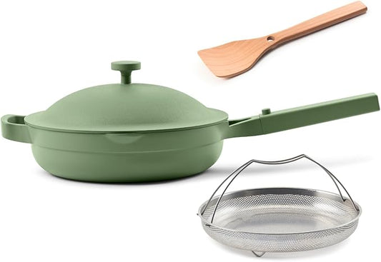 Our Place Always Pan 2.0 | 10.5" Ceramic Pan with Modular Lid, Steamer Basket & Spatula | Patented 10-in-1 Nonstick, Non-Toxic Cookware Made Without PFAS | Induction & Oven-Safe up to 450°F | Sage