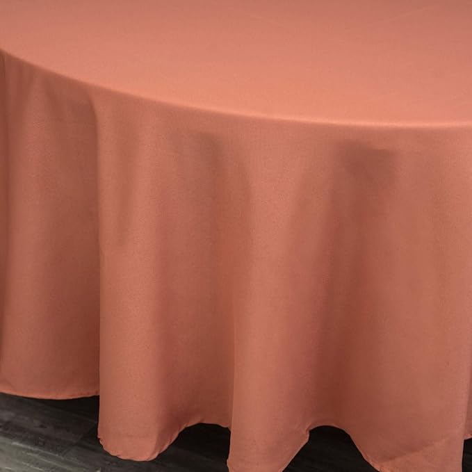 Efavormart Round Tablecloth, 108 Inch Stain & Wrinkle Resistant Washable Table Cloth, Decorative Polyester Fabric Table Cover for Banquet, Wedding, Dining- Terracotta