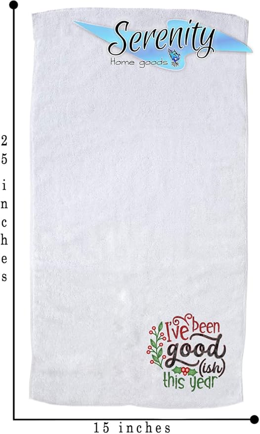 Christmas Decor | Decorative Kitchen and Bath Hand Towels | It's Beginning To Cost A Lot | XMAS Winter Novelty | White Towel Home Holiday Decorations | Gift Present (I've Been Goodish)
