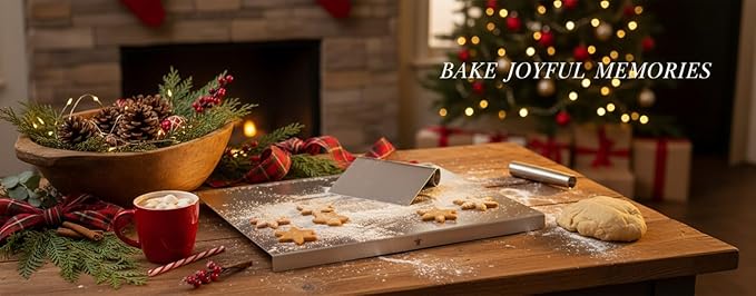 Stainless Steel Cutting Board with Lip | Small size | With Free Dough Cutter for Kitchen Needs | Countertop Metal Baking Board | Meat Chopping | Dishwasher Safe, 15.74 | Valentines gift