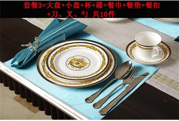 Flat Plate Cutlery Kitchen Catering Utensils Bone Plate Bowl Plate Restaurant Bowl Spoon Set
