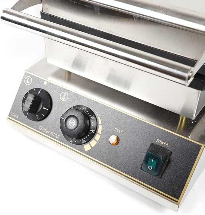 Commercial Nonstick Electric Waffle Maker, 1750W 110V Stainless Steel Commercial Waffle Iron Machine Round Nonstick Waffle Maker Electric Indoor Bread Maker for Restaurant Bakeries
