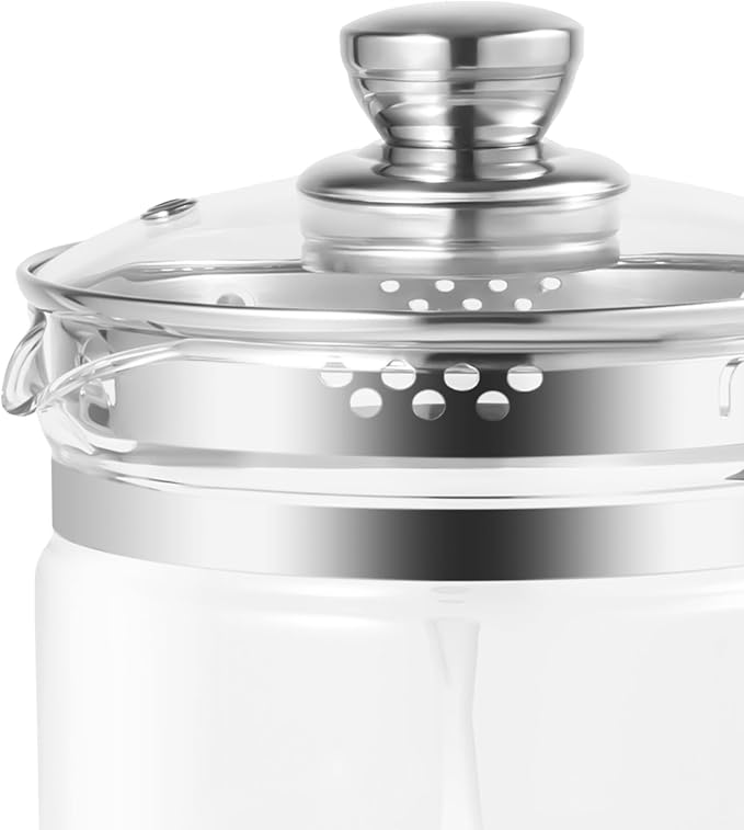 Electric Glass Kettle Kit, 1.8L Glass Hot Boiler With Digital Base, 800W Temperature Control Electric Kettle with Steamed Eggs Holder Hfor Boiling Water, Tea, Coffee