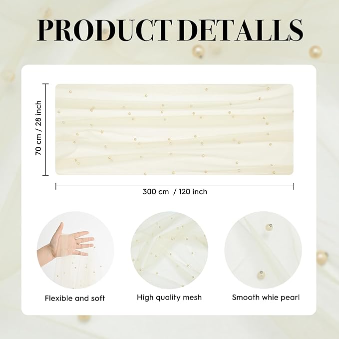 Artoid Mode Pearl Champine Gauze Table Runner 120 Inch 10FT, Seasonal Sheer Dining Holiday Wedding Birthday Baby Shower Table Decor for Home Party