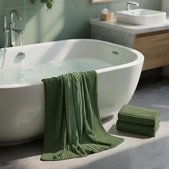 Oversized Bath Sheets 40x80 Inches Extra Large Bath Towels for Adults Super Soft Quick Dry Highly Absobent Microfiber Shower Towels for Bathroom, Pool, Gym, Yoga Towel (Olive Green, 2Piece)