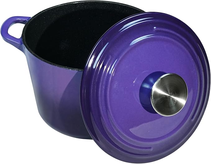 Dutch Oven Pot with Lid 2.8 qt Cast Iron Dutch Oven for Bread Baking Purple Enameled Cast Iron Rice Pot with Handels