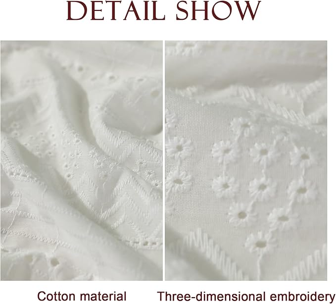 patdrea Vintage White Lace Tablecloth,Design Embroidered Cotton Ruffle Table Cloth for Rectangle Table,Elegant Rustic Fabric Decorations for Wedding Party Thanksgiving Christmas 55"*87"