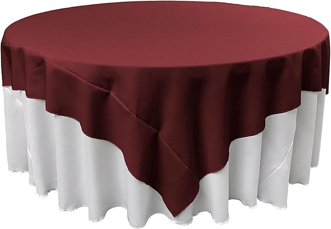LA Linen Polyester Poplin Washable Square Tablecloth, Stain and Wrinkle Resistant Table Cover 72x72, Fabric Table Cloth for Dinning, Kitchen, Party, Holiday 72 by 72-Inch, Burgundy