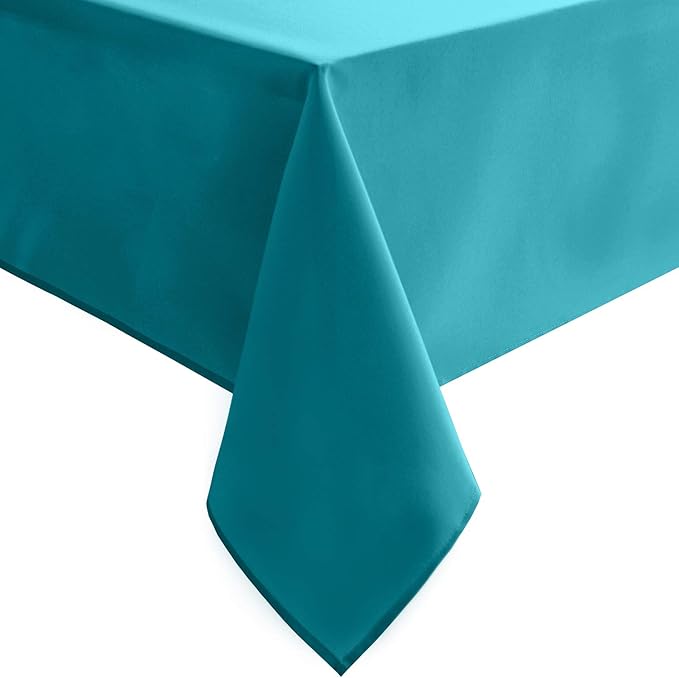 Hiasan Rectangle Tablecloth - Waterproof Washable Fabric Table Cloth for Wedding, Banquet, Gathering and Dining Room, 90 x 156 Inch, Turquoise