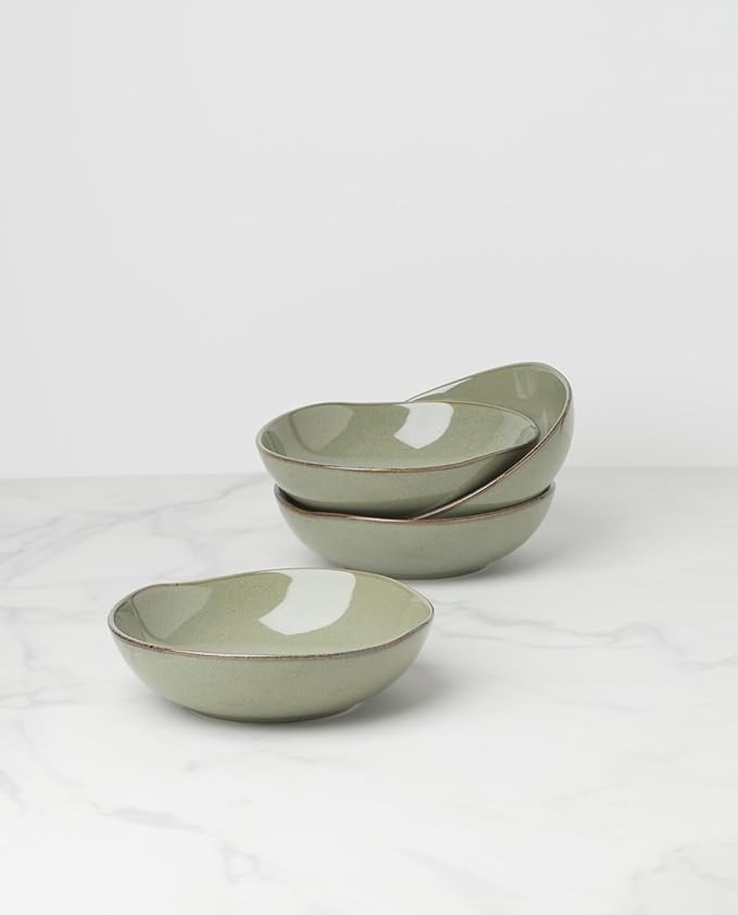 Oneida 899211 Organic Shades Sage Green Pasta Bowls, Set Of 4, Service For 4