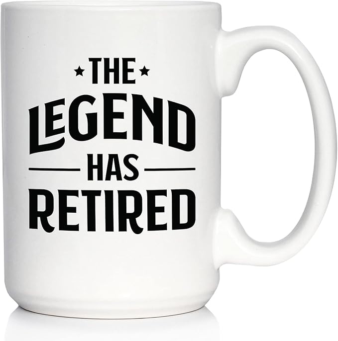 The Legend Has Retired - Funny Coffee Mug Retirement Gift for Boss or Coworkers - Large 15 Oz Ceramic Coffee Cup